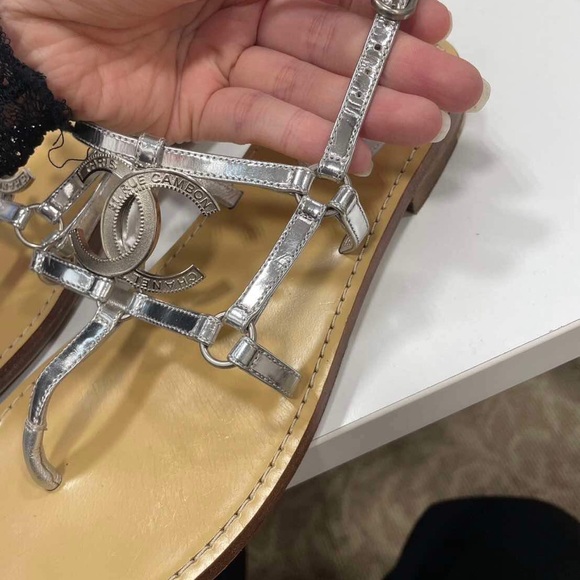 Chanel sandals - metallic silver size 37 - Picture 5 of 15